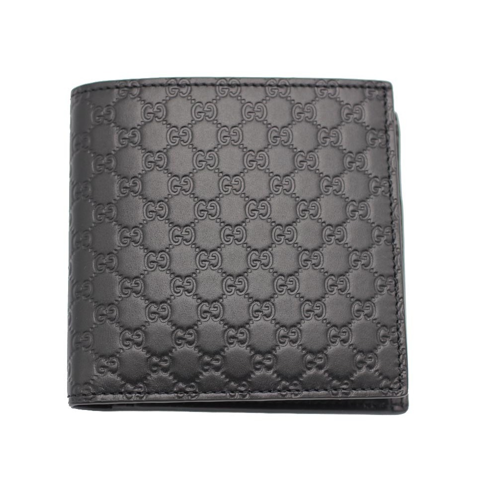 Gucci Bi-Fold Wallet Black Guccissima Leather Micro Gucci Outlet